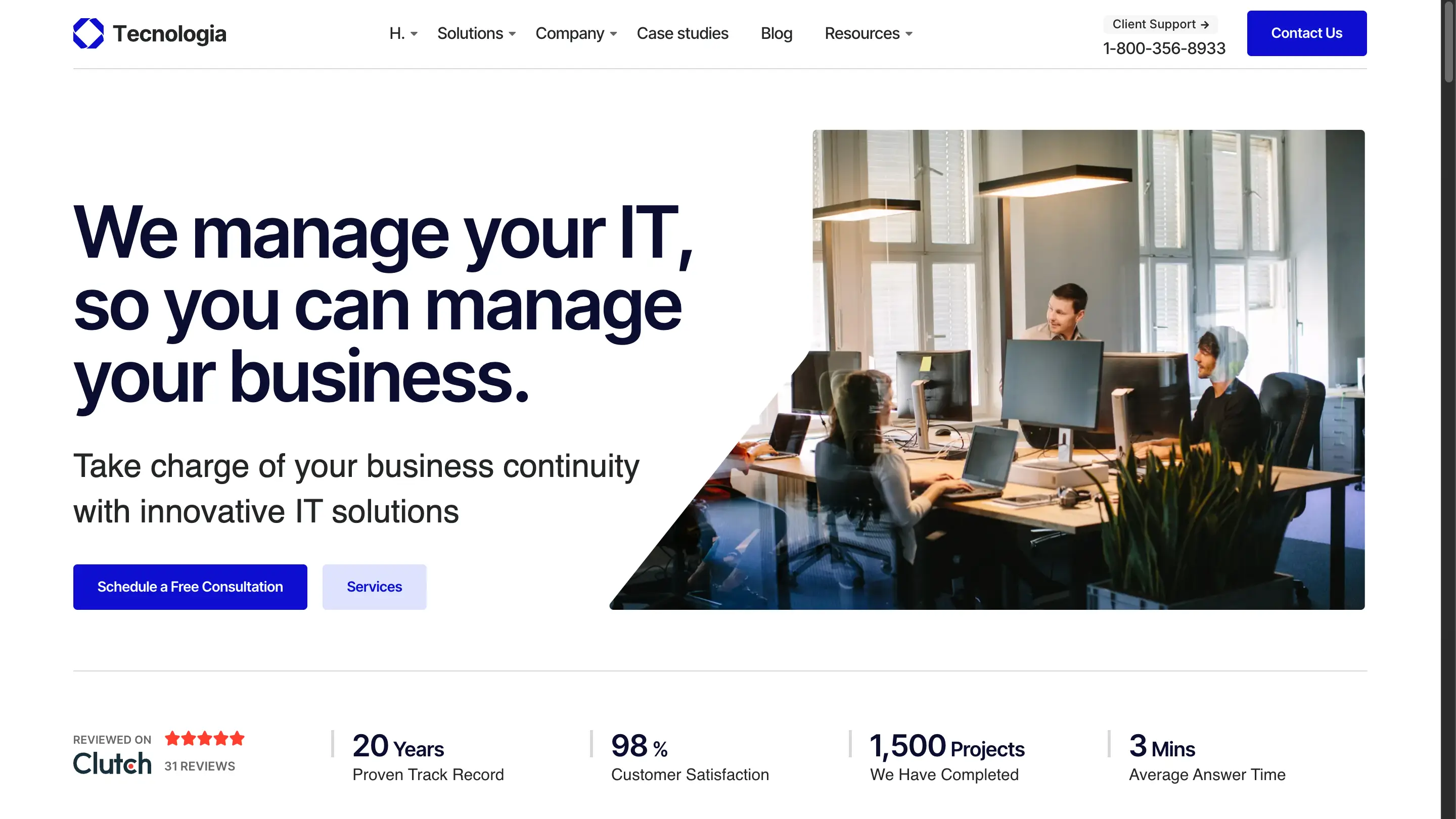 Tecnologia SaaS website template preview